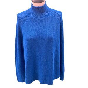 EILEEN FISHER Cobalt Blue Merino Wool Mock Neck Sweater – Size XXS